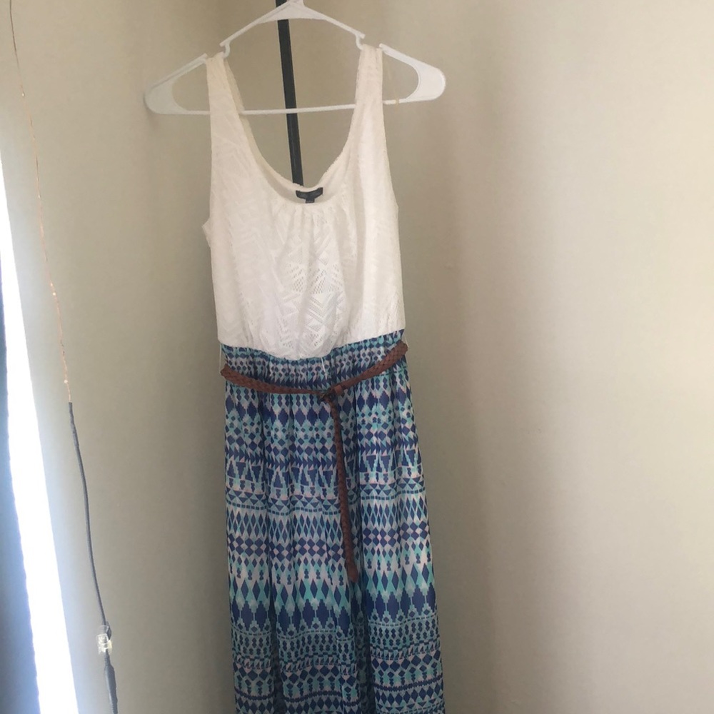Maxi dress by Lily Rose size S blue and white, belted, never worn